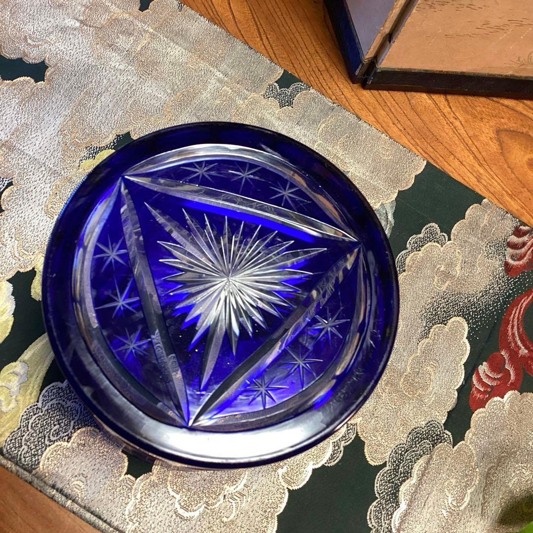 A901 茶道具　色被ガラス　義山　切子　水指