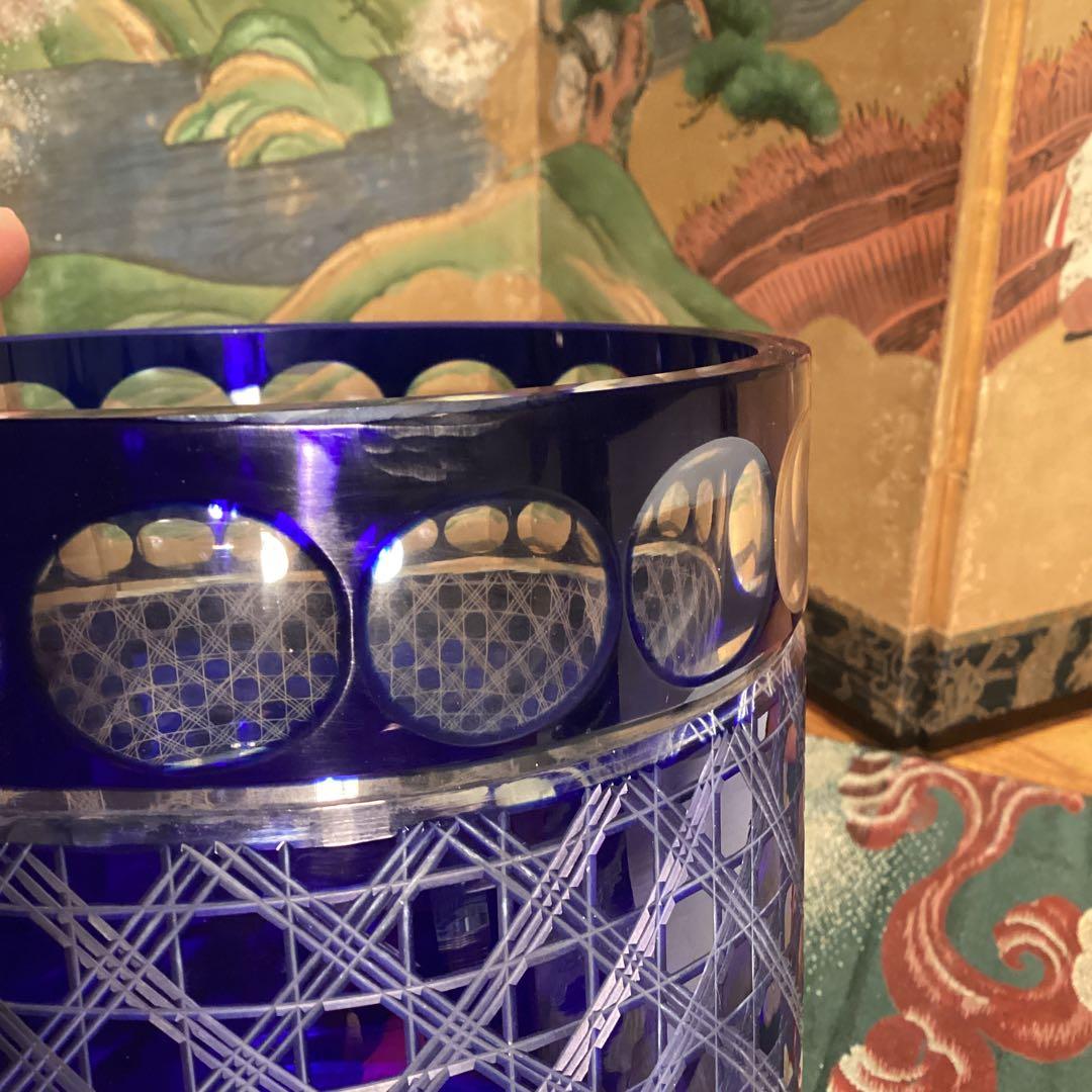 A901 茶道具　色被ガラス　義山　切子　水指