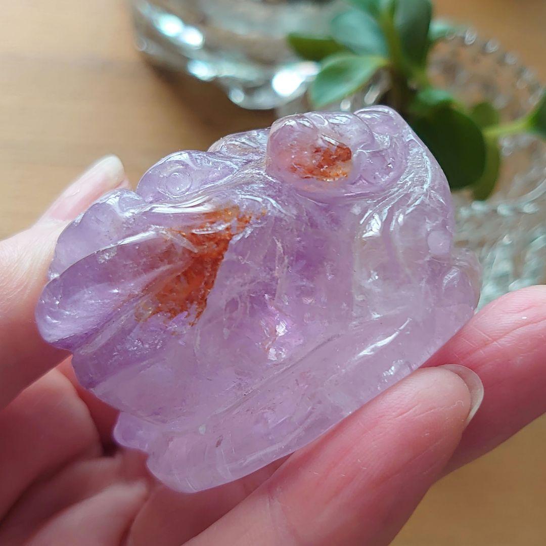 ライモライトインラベンダーアメジスト　銭蛙　素敵な逸品
