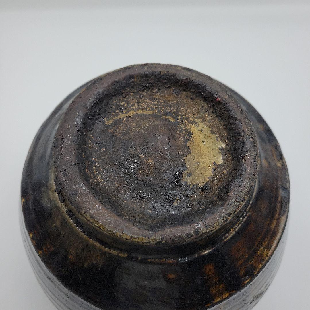 貴重　古美術 朝鮮古陶磁器 李朝 飴釉 面取 壷 時代物