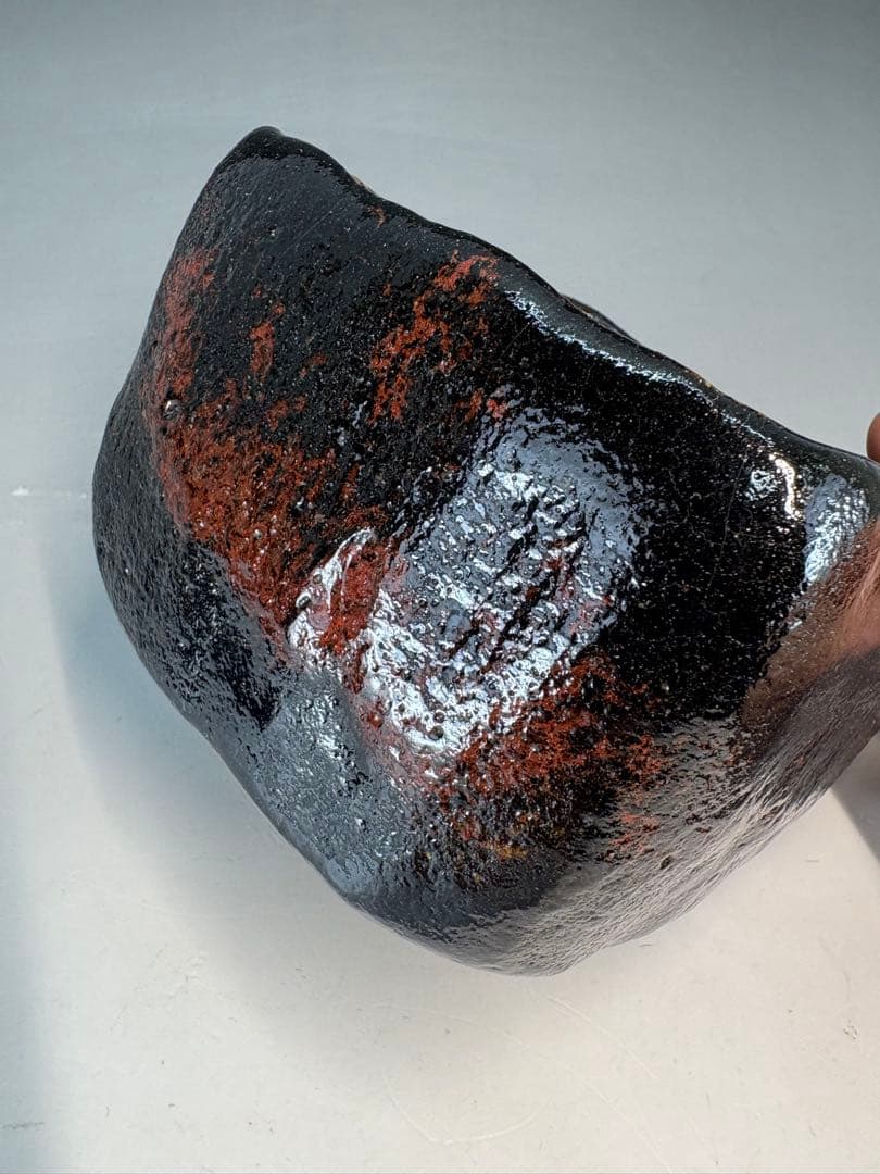 【中古品】吉村楽入造　黒楽茶碗（共箱）USED〈税込•送料込〉　四方　升　節分