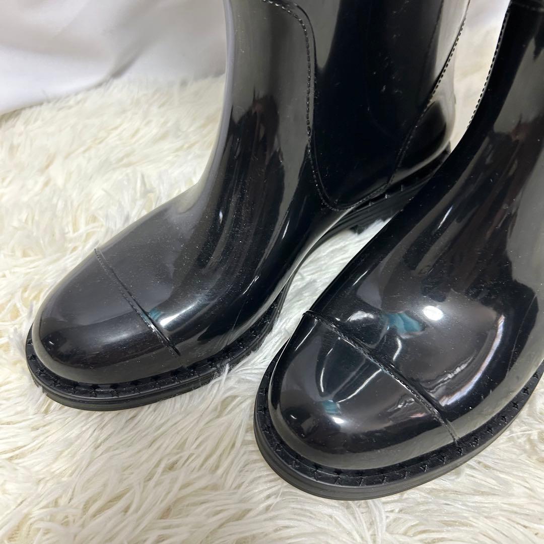 極美品　ジミーチュウ　長靴　レインブーツ　ブラック　エナメル　36 サイドロゴ