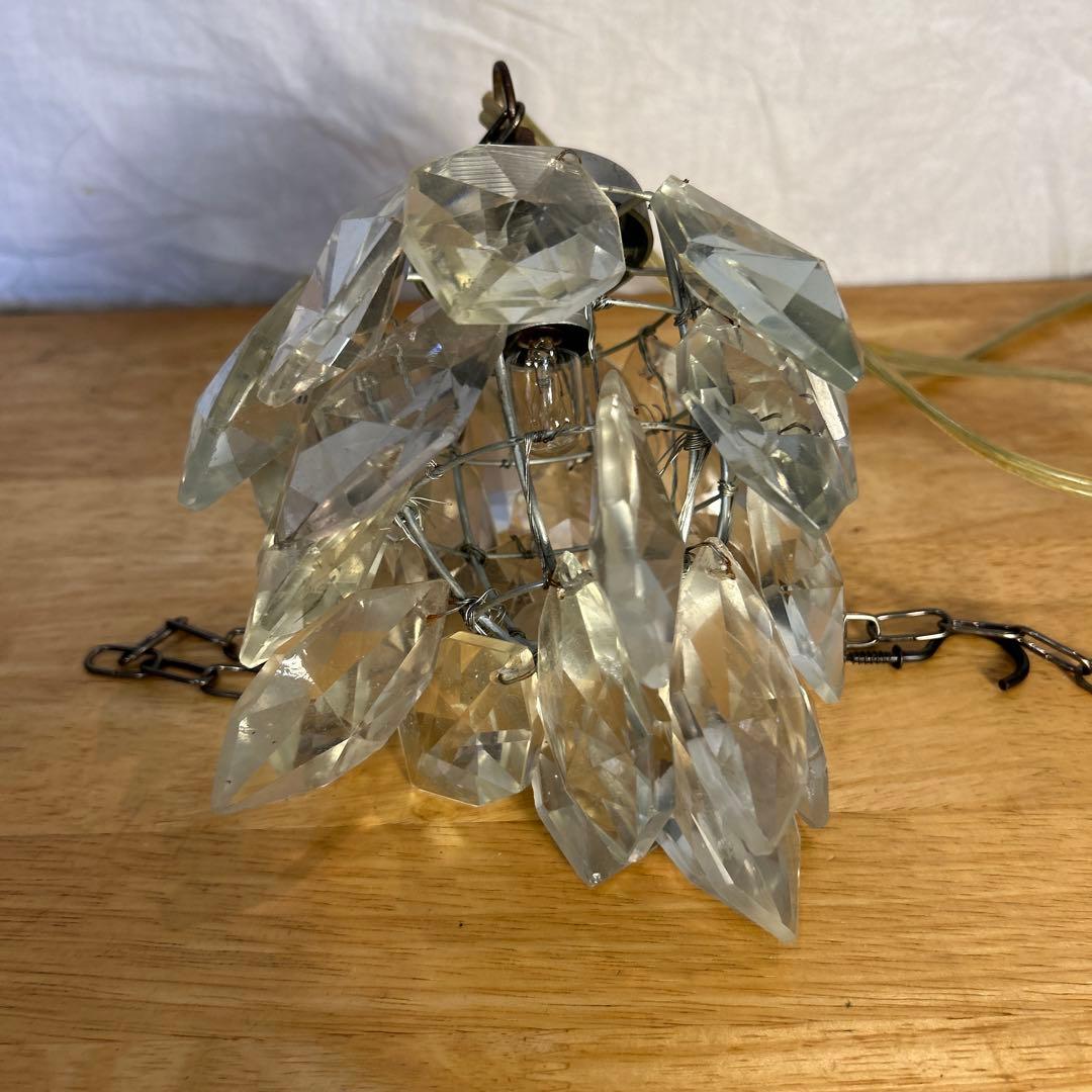 希少　ビィンテージ　ヒマラヤランプ　ガラスパーツ　照明　氷河　気泡　電球付