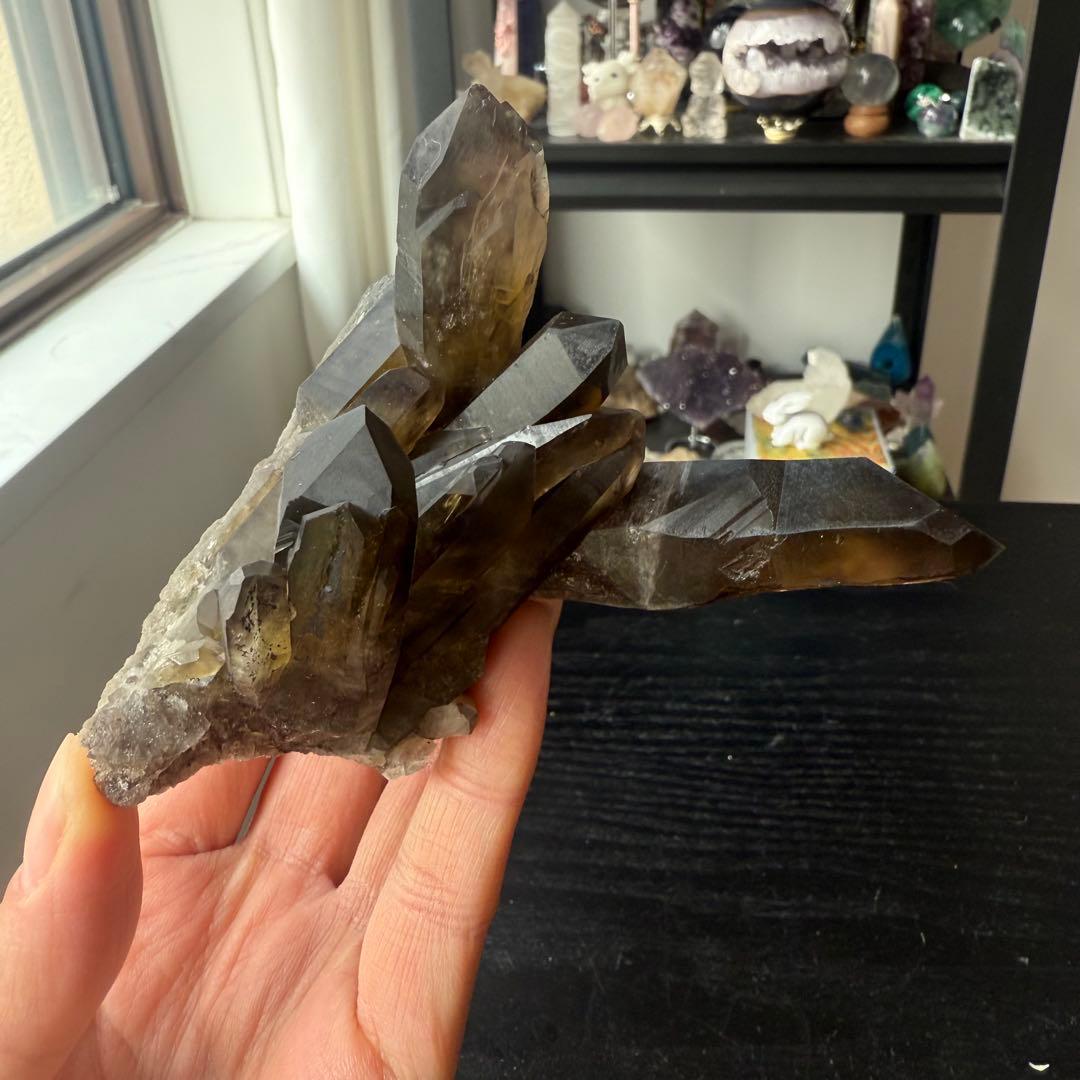 【N♡*.゜】天然石スモーキークォーツのクラスター　置物NO.013106