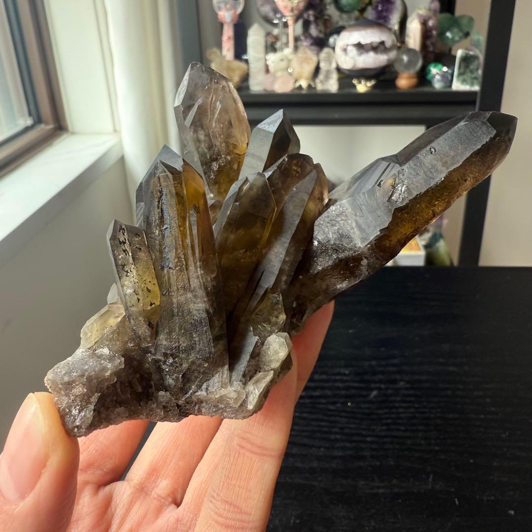 【N♡*.゜】天然石スモーキークォーツのクラスター　置物NO.013106
