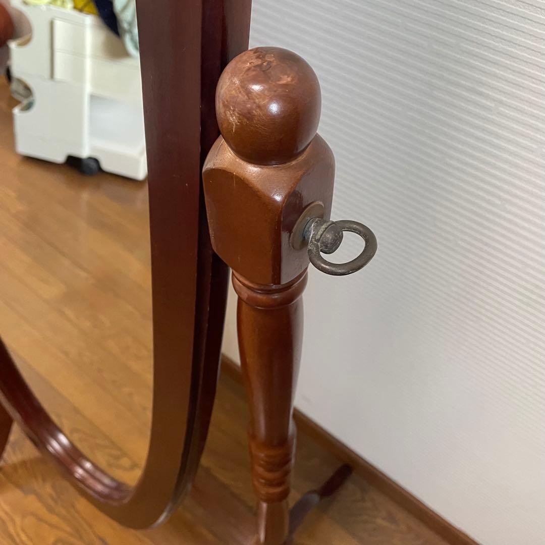 アンティーク調 オーバル型 ヴィンテージ レトロ スタンドミラー 木製 姿鏡