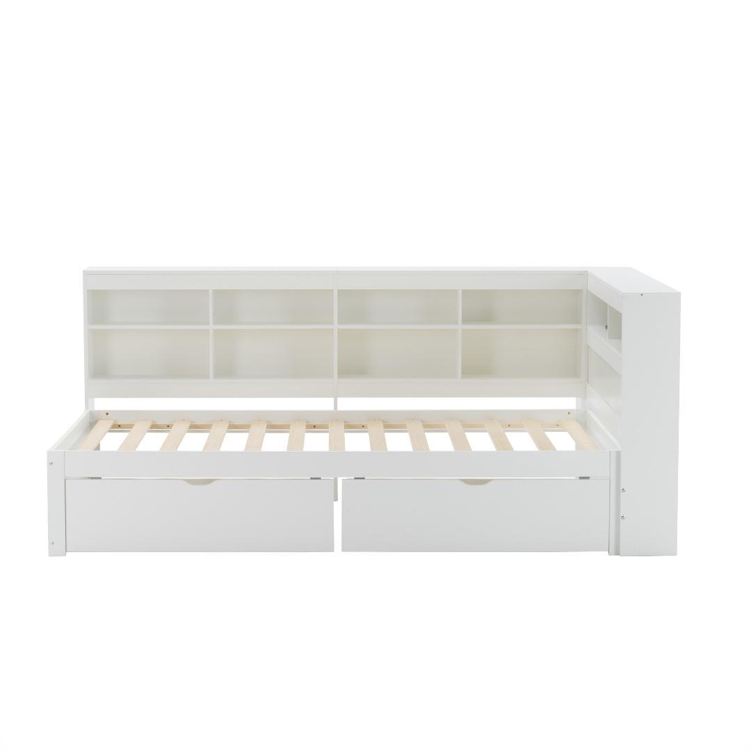 【新品】北欧風天然木システムベッド 階段・引き出し収納