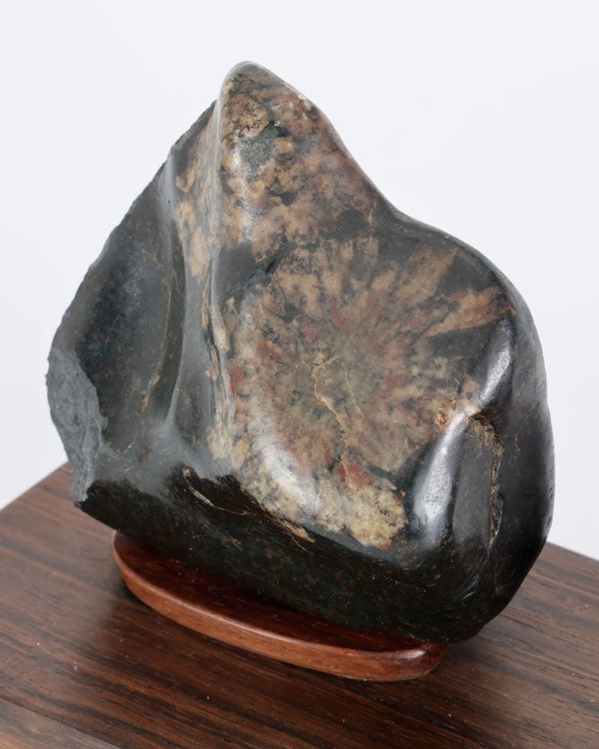 根尾川産 菊花石 二石組 台座 共箱付 鑑賞石 原石 天然石 盆石 飾石 美術品