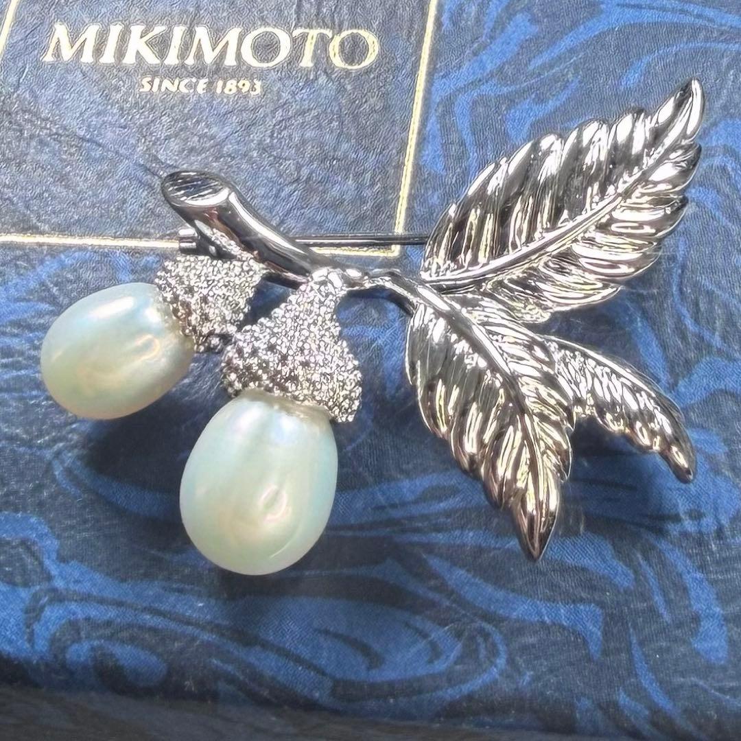 美品 MIKIMOTO ミキモト どんぐり パール ブローチ シルバー ドレス