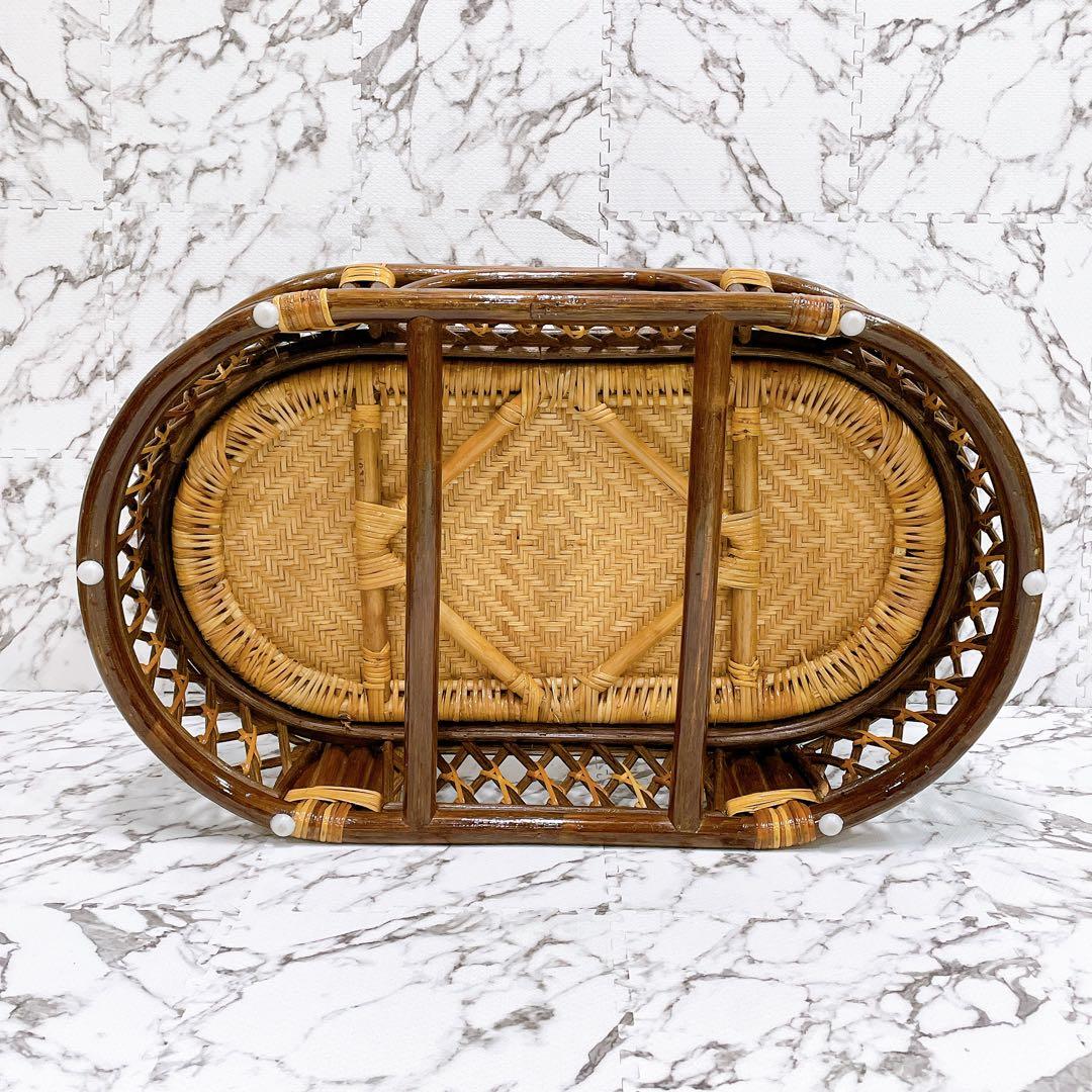 ラタン 籐 センターテーブル ガラステーブル オーバル