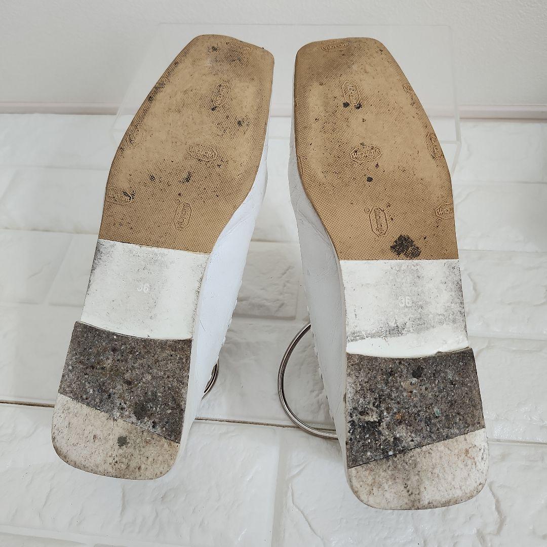 ジル・サンダー　ホワイト レザー フラットシューズ 編み込み　箱袋付