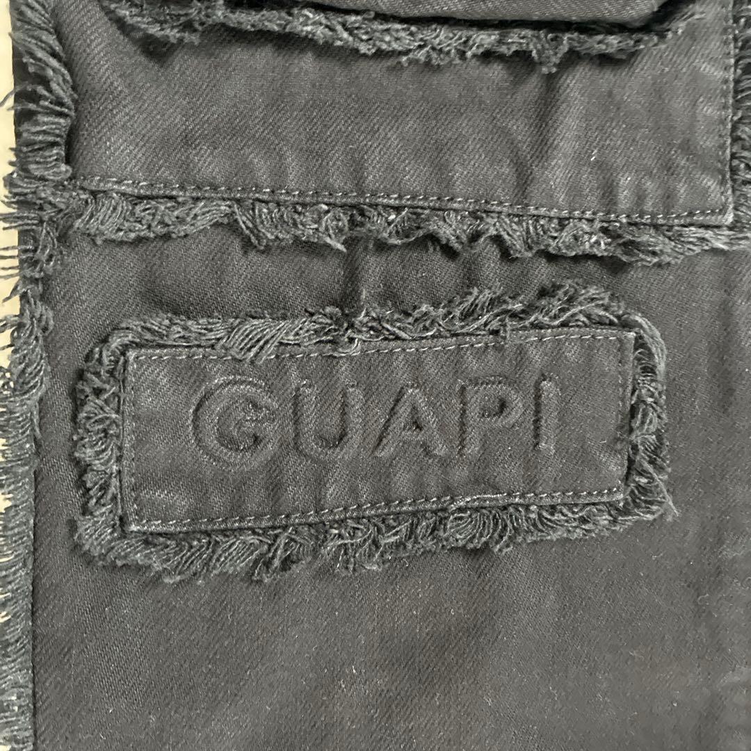 GUAPI リング付き プレミアムカーゴデニム ブラック28インチ