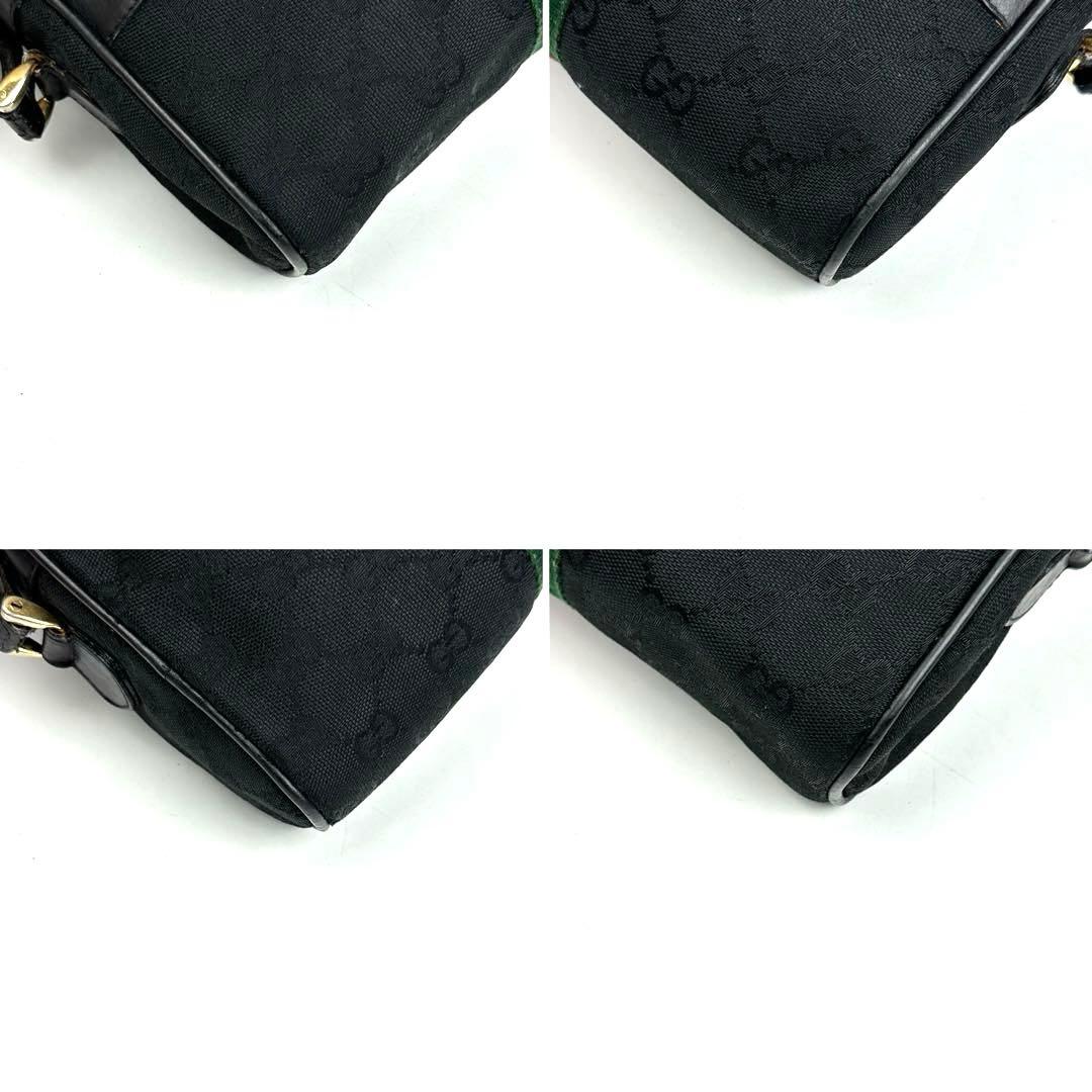 美品■グッチ ショルダーバッグ シェリーライン GGキャンバス クロスボディ 黒