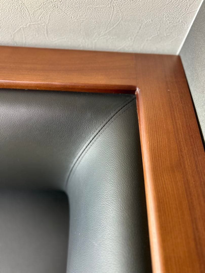 ソファー　カウチソファー　黒 合成皮革ソファ 165cm直接引取ダイニングソファ