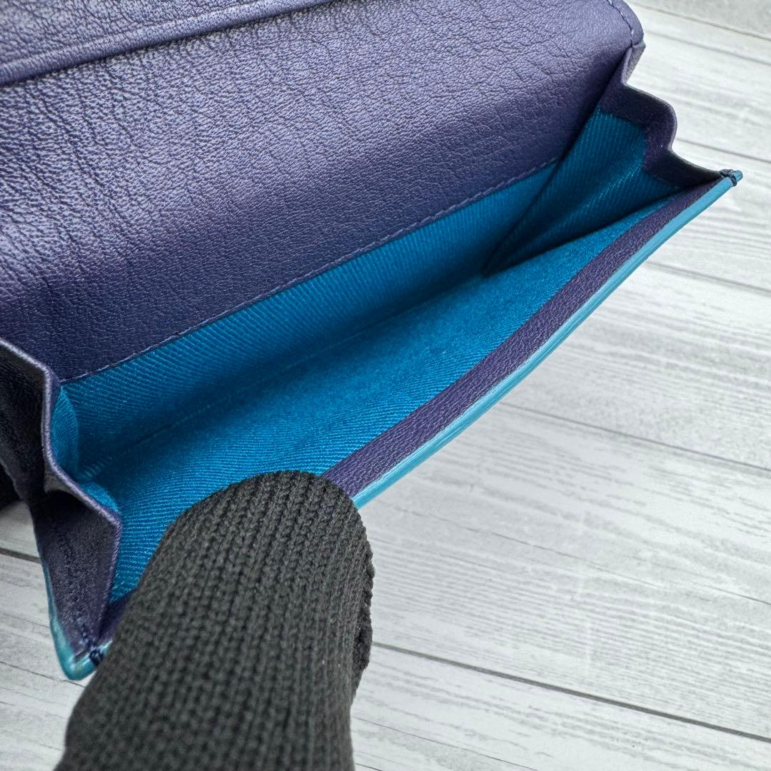 【未使用級】　Paul Smith マルチストライプ　名刺入れ　レザー　ネイビー