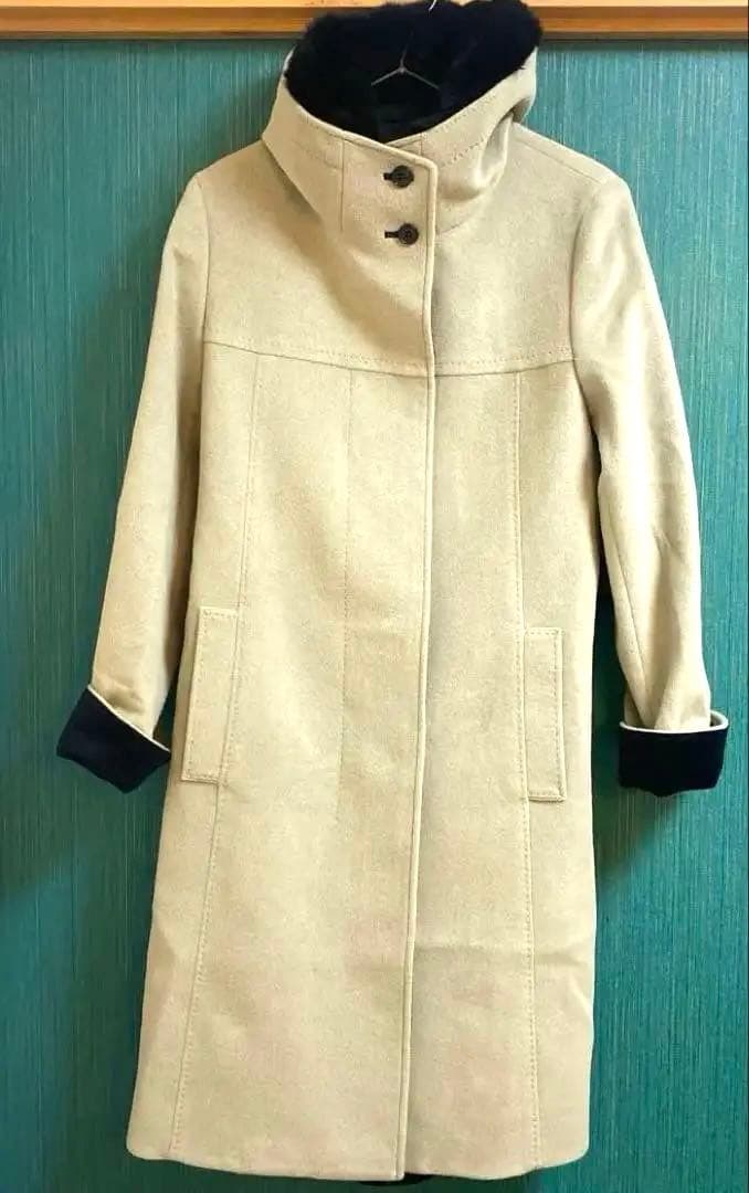 キヨコタカセ　アンゴラ60%ウール40% 美品コート　ファー付き　　9号