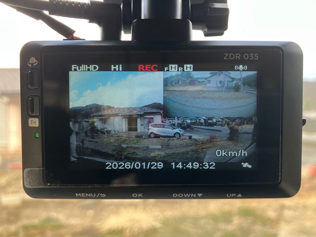 コムテック ZDR-035 前後2カメラ ドライブレコーダー 作動OK！