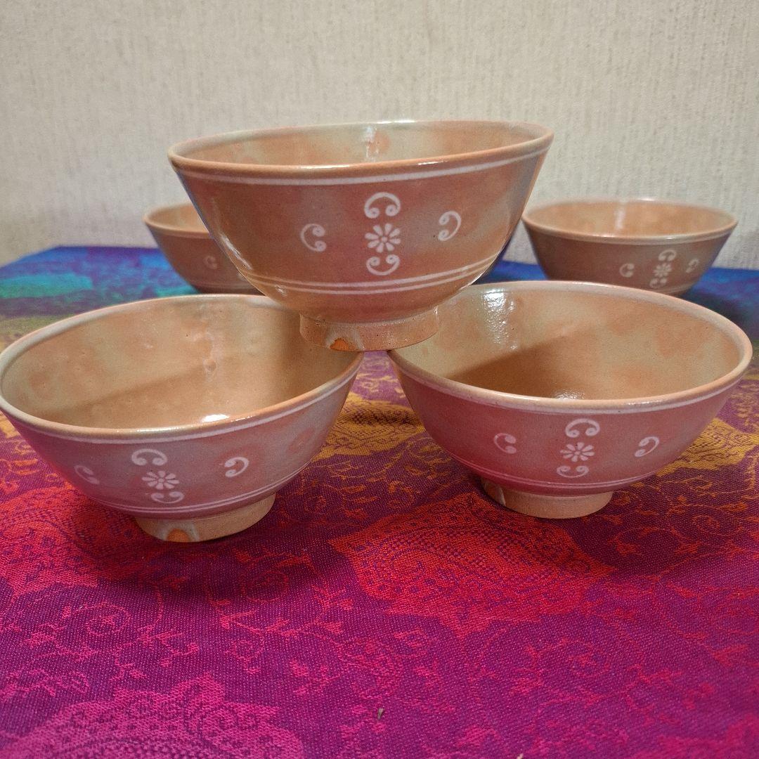 八幡窯 堀野証嗣 御本狂言袴 汲出碗 共箱 萩焼 茶道具 数茶碗　9客　お茶会