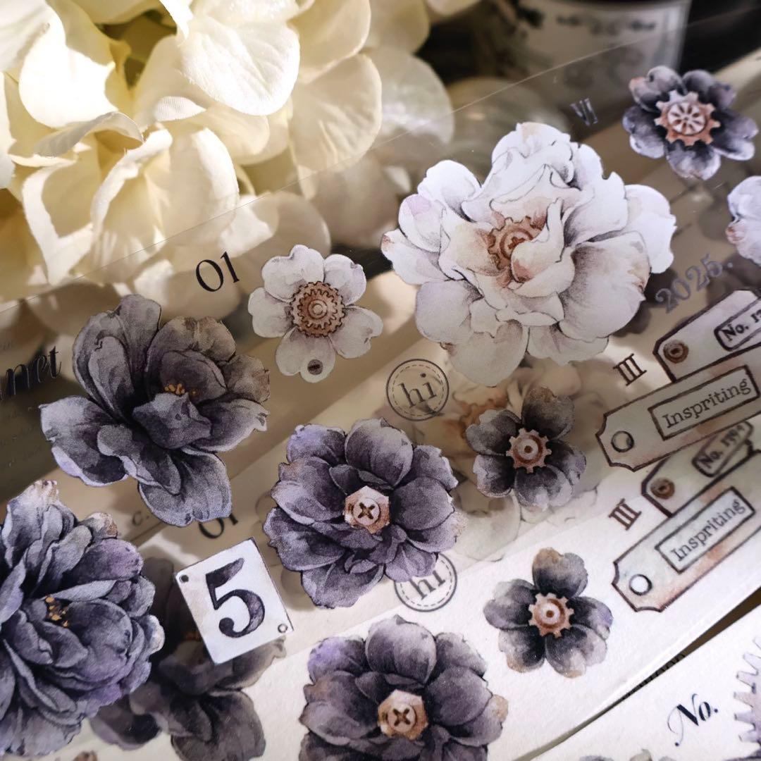 壹洱原创《烟墨白》海外マスキングテープ　マステ 【2372】