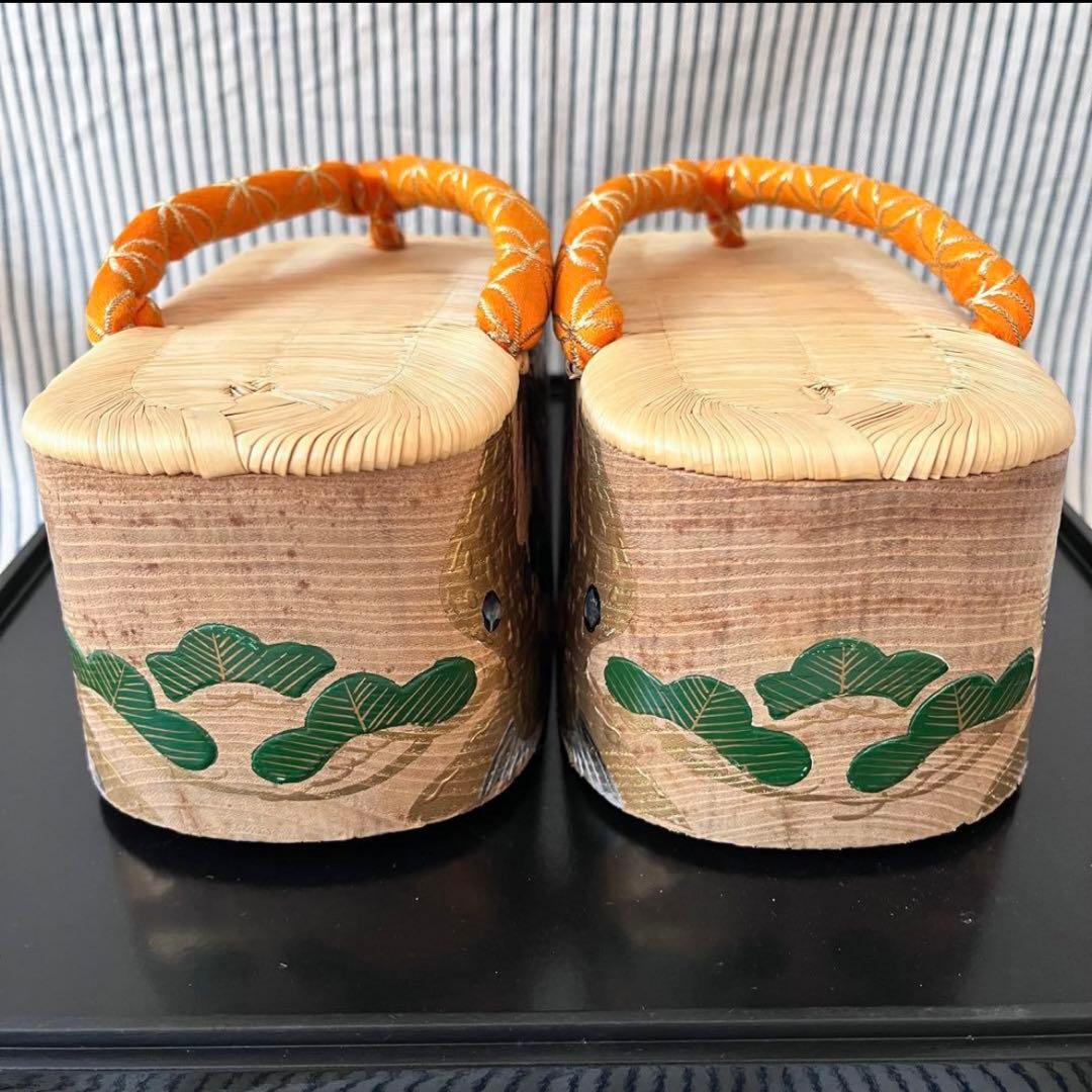 ぽっくり　七五三履き物　七歳　松に鶴亀　本畳表　こっぽり