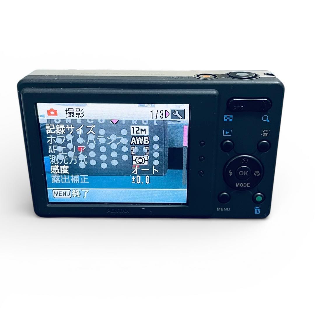 （美品）PENTAX Optio H90 コンパクトデジタルカメラ 銀x黒カラー