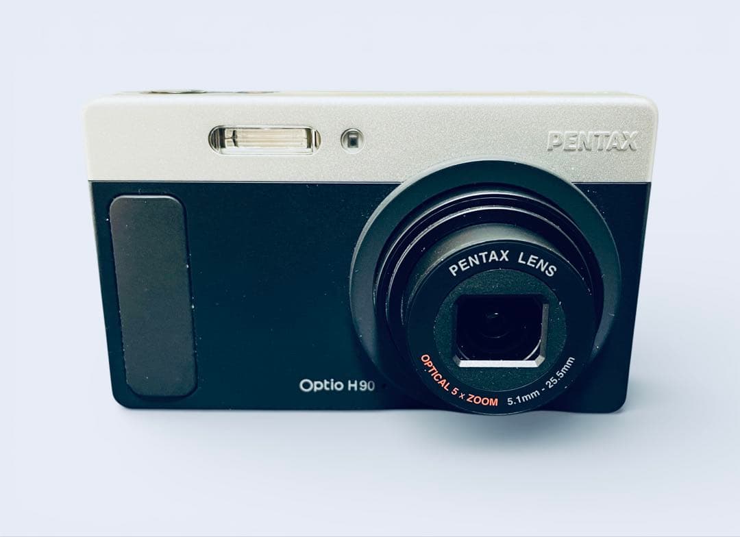 （美品）PENTAX Optio H90 コンパクトデジタルカメラ 銀x黒カラー