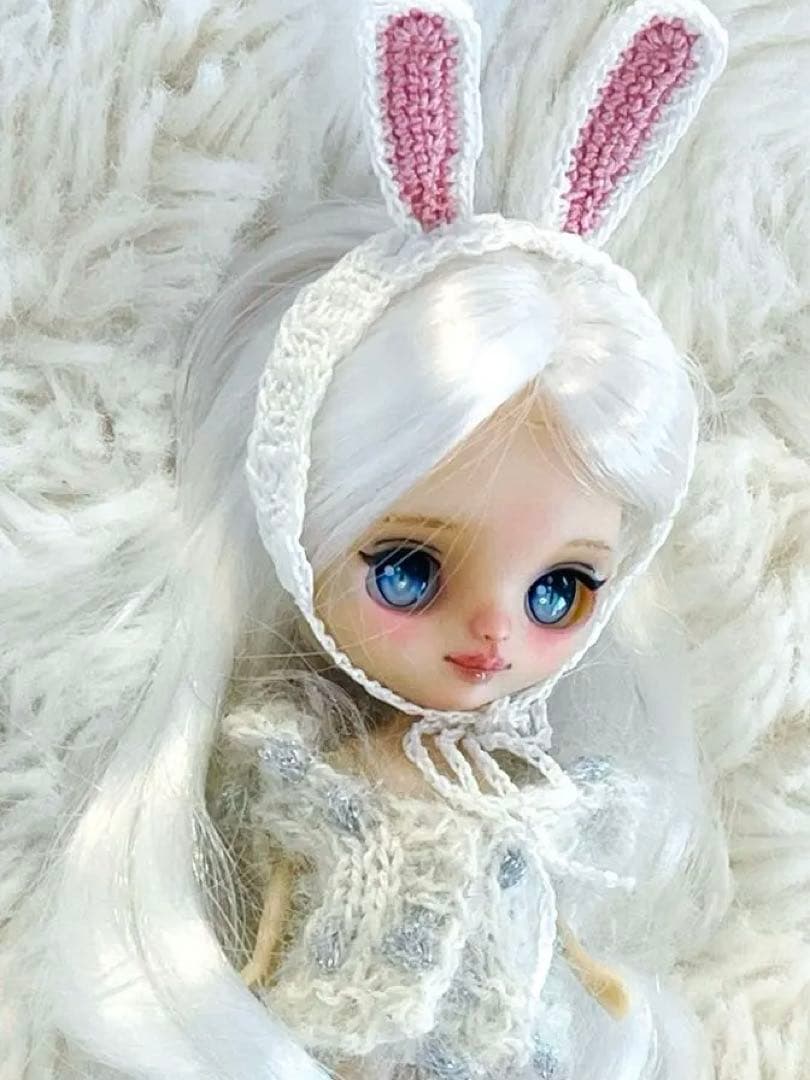 プチアイシードールカスタム　パテ盛り♡ホワイトヘア♡女の子