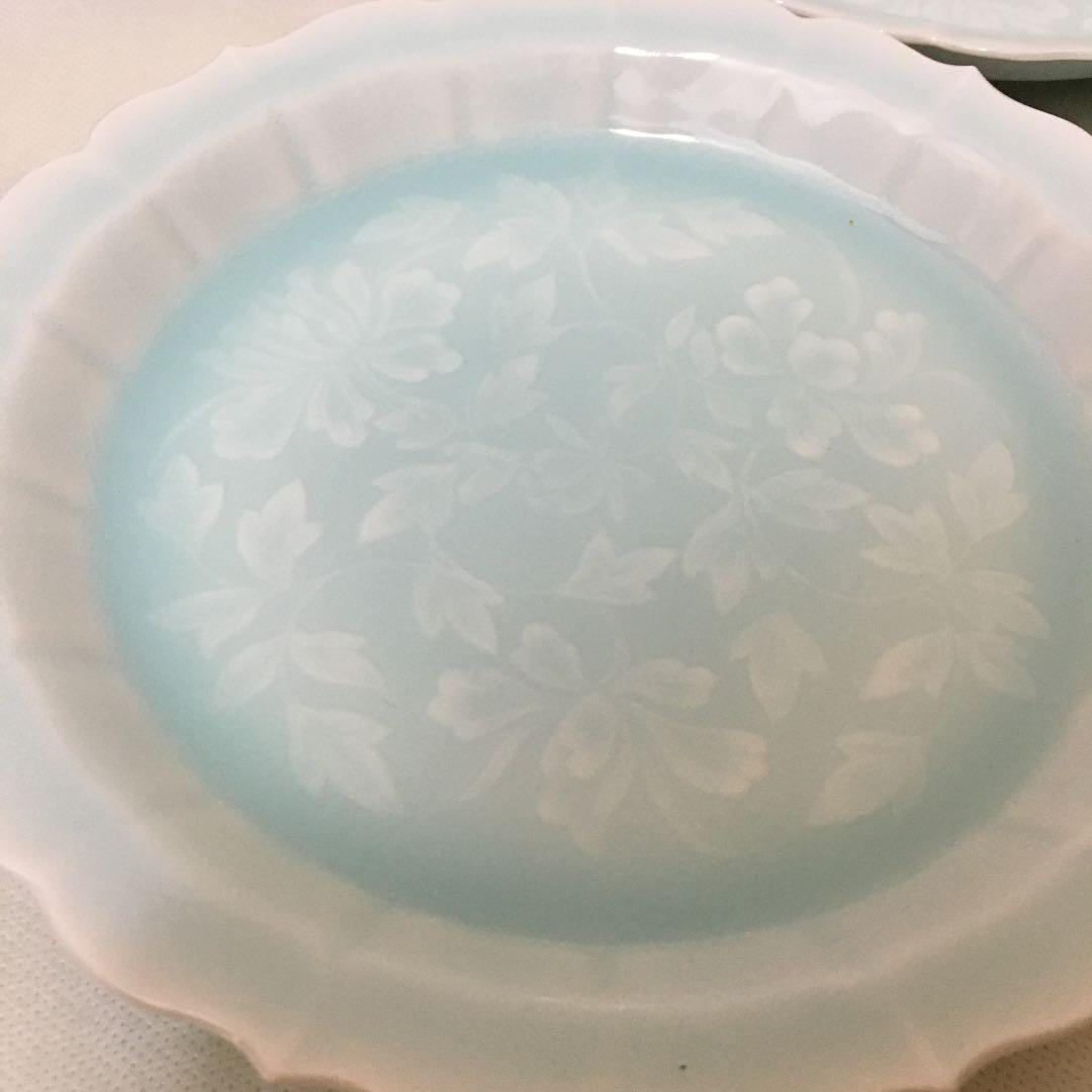 新品　塚本快示　快山窯　青白磁皿