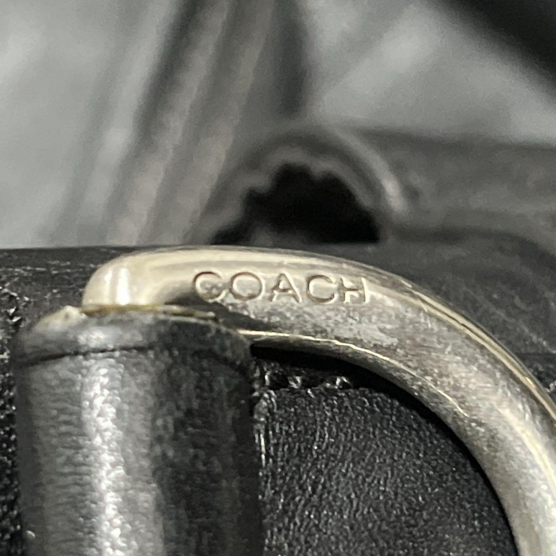 コーチ　2way ビジネスバッグ　ブリーフケース　型押しロゴ　A4可　レザー　黒