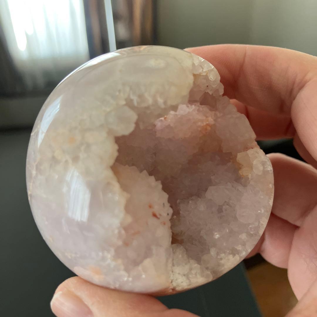 コレクションに！ピンクアメジスト　スフィア　天然石置物　D167