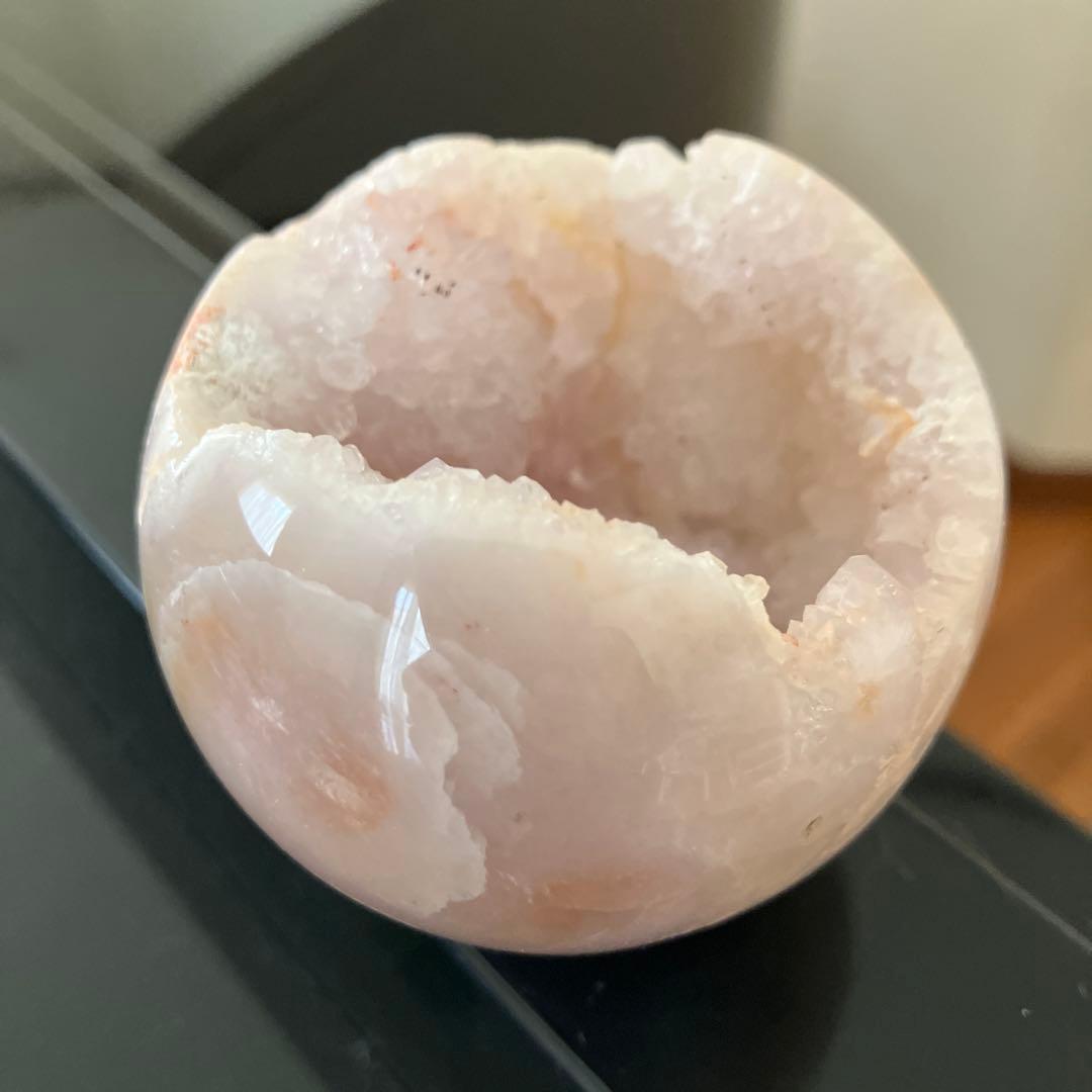 コレクションに！ピンクアメジスト　スフィア　天然石置物　D167