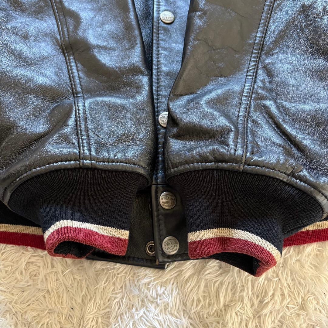 美品　アヴィレックス　レザージャケット　スタジャン　バックロゴ　ワッペン　2XL