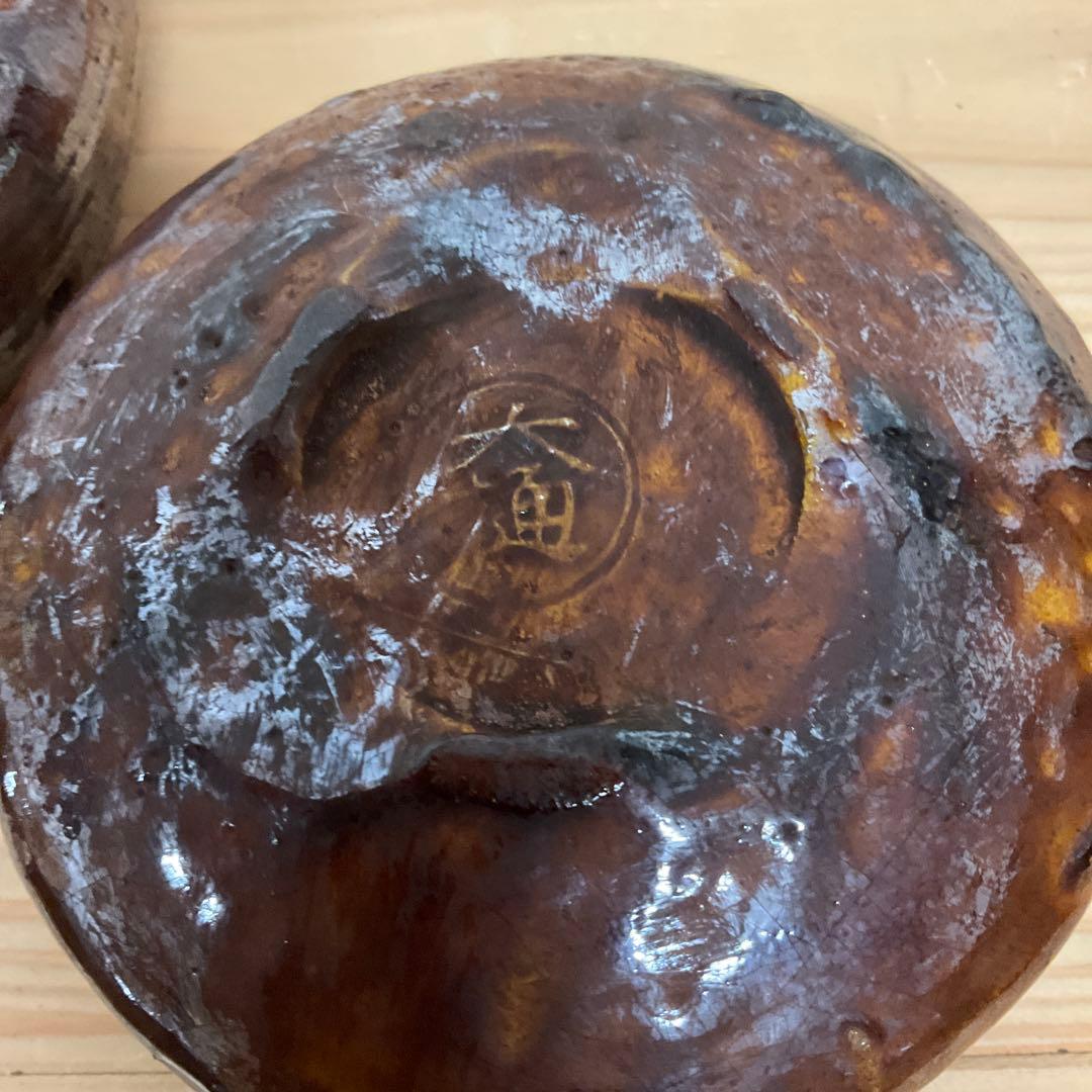 6代大樋長左衛　飴釉四方七宝透かし向付　5客揃え