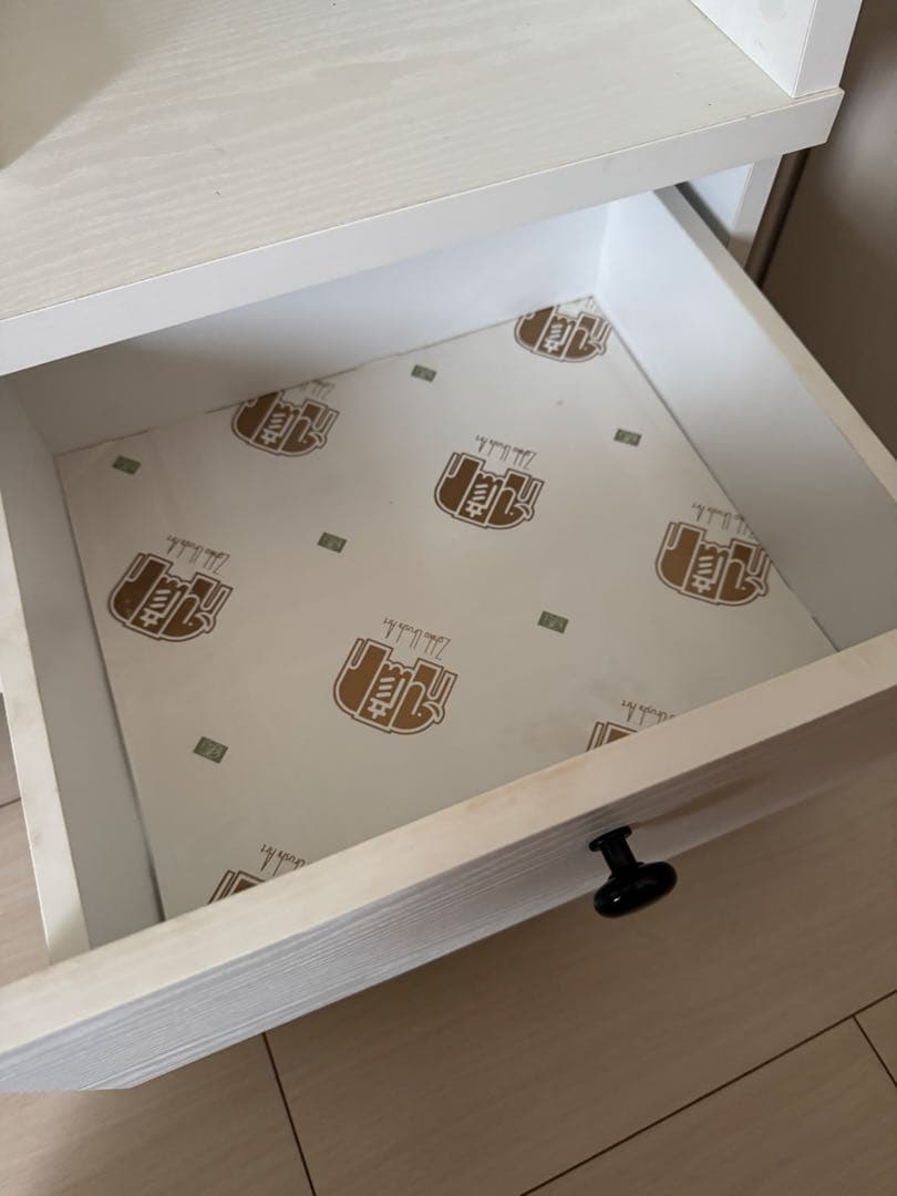 今だけ！！分解済み！ホワイト木製シェルフ 4段 2引き出し