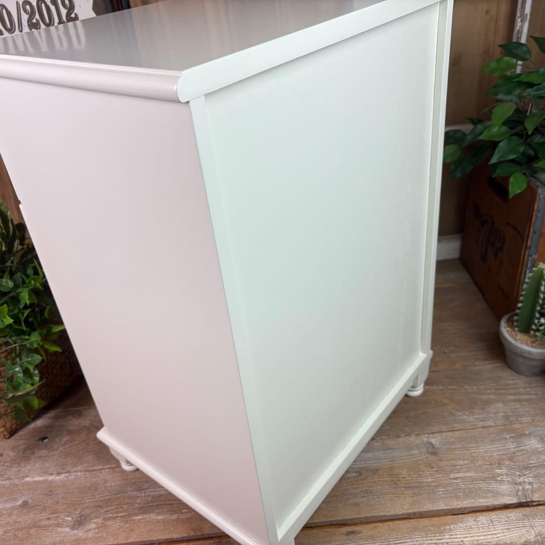 フレンチカントリー北欧調ホワイトチェストキャビネット2点セット木製収納家具タンス