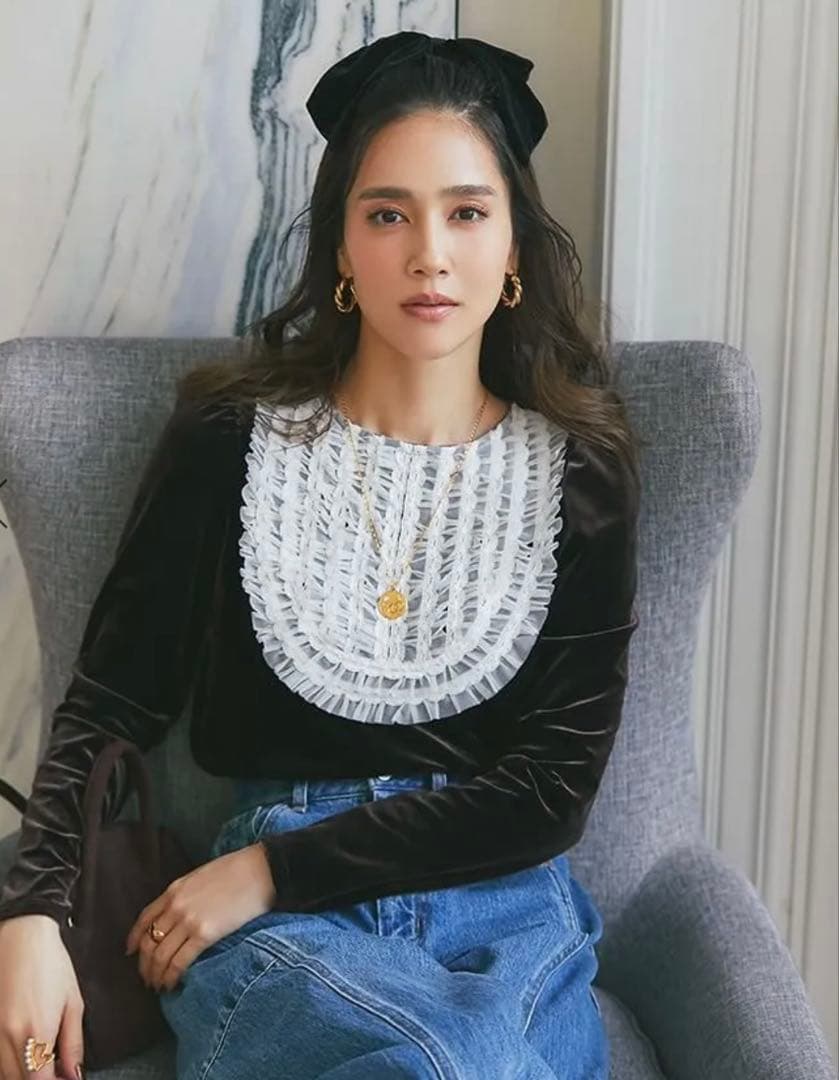 seventen by mihokawahito ⭐︎チュールフリルベロアトップス