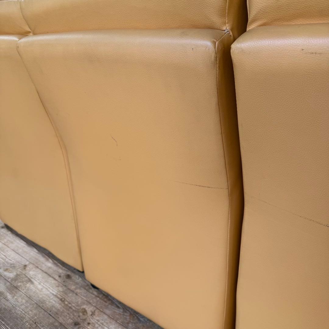 4人掛けレザーソファ キャメル