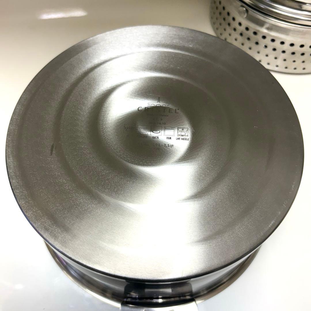 クリステル Lシリーズ 両手鍋深型 20cm 蒸し器 セット レア