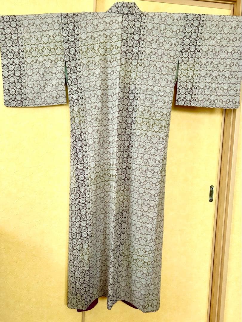 洗える着物　袷　東レシルック　さんび　手縫い　ポリエステル