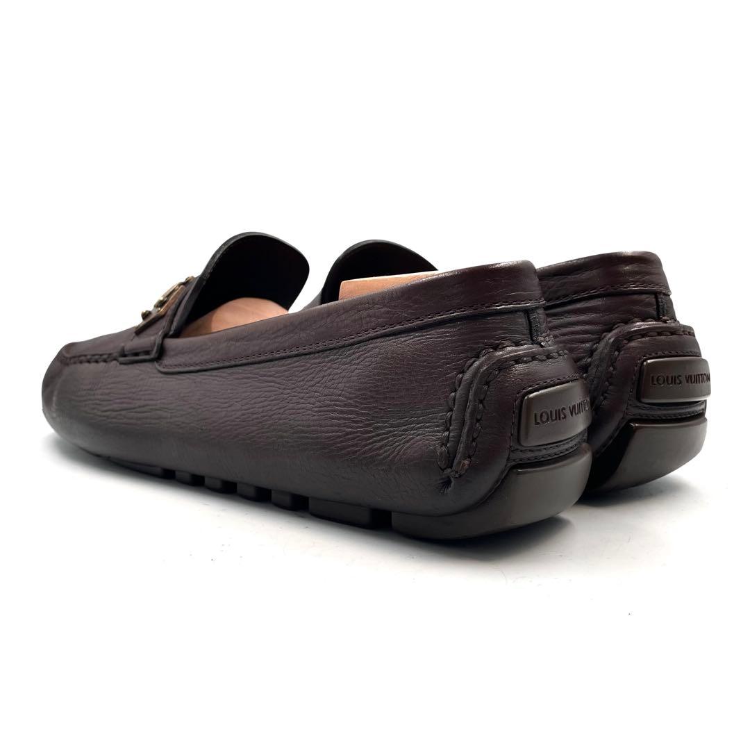 《超美品》ルイヴィトン スリッポン ドライビングシューズ レザー 茶 8 1/2