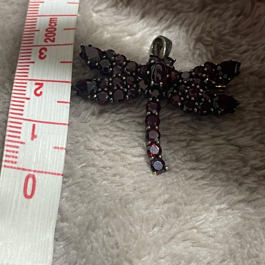 碌山 ROKUZAN ロクザン ガーネット 925トンボ ブローチ　トップ