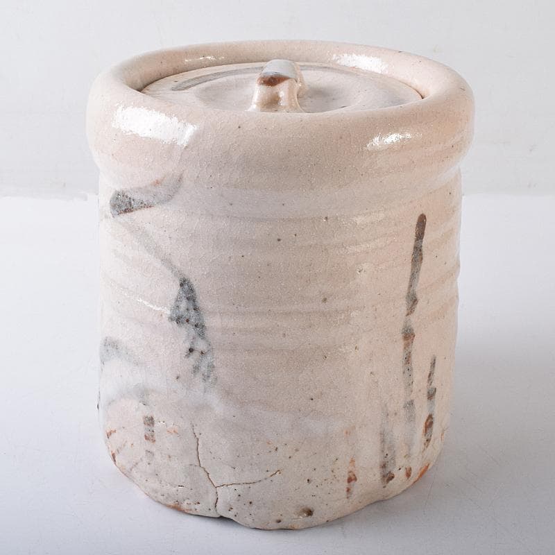 茶道具　山崎道正作　絵志野　水指　裏千家十五代鵬雲斎極め箱　M　R8732B