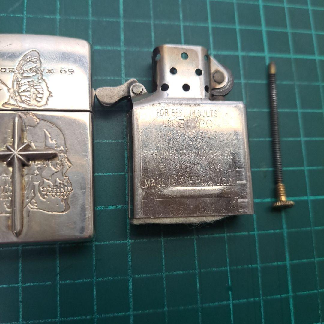 ZIPPO silver 十字架 スカル 蝶々 写真を追加