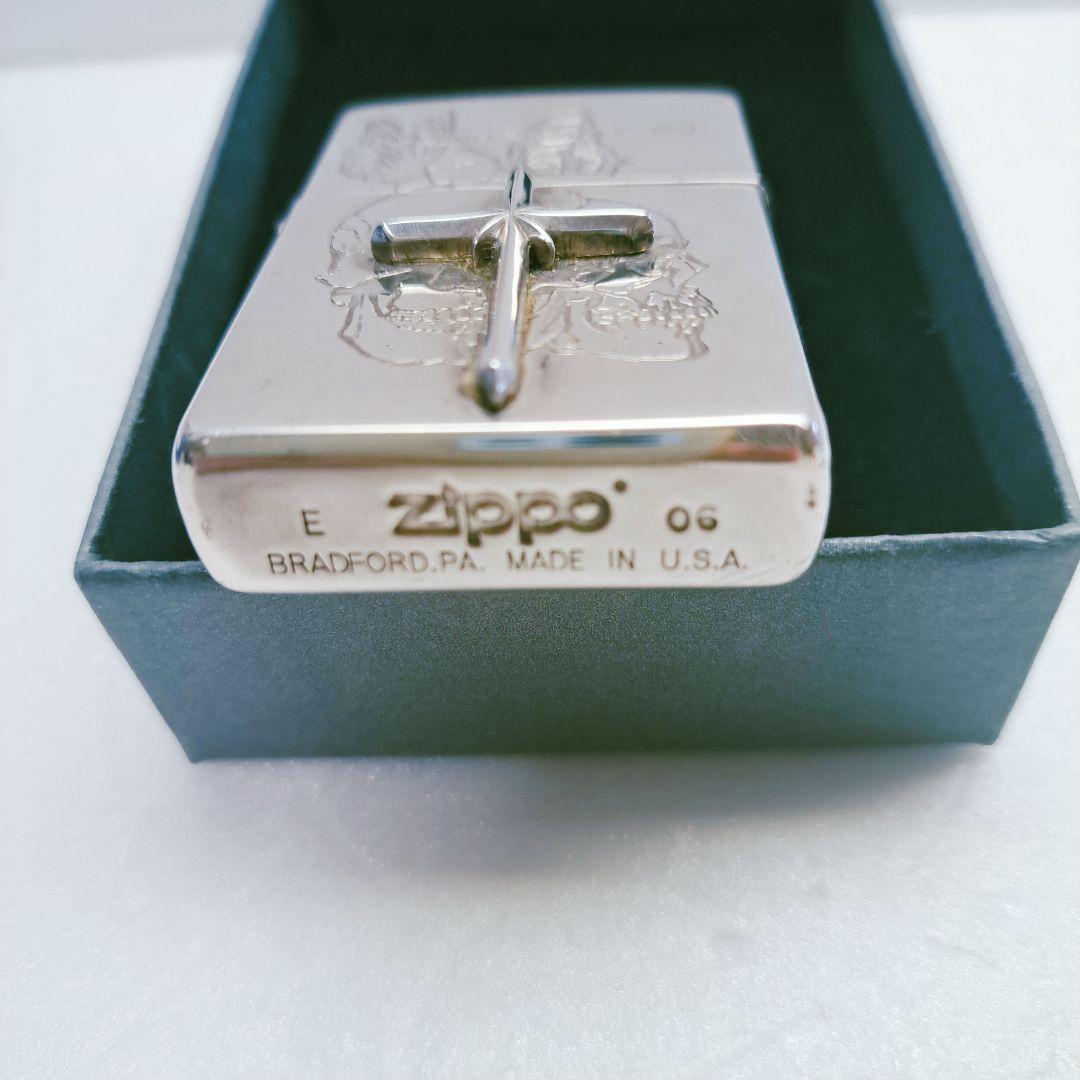 ZIPPO silver 十字架 スカル 蝶々 写真を追加