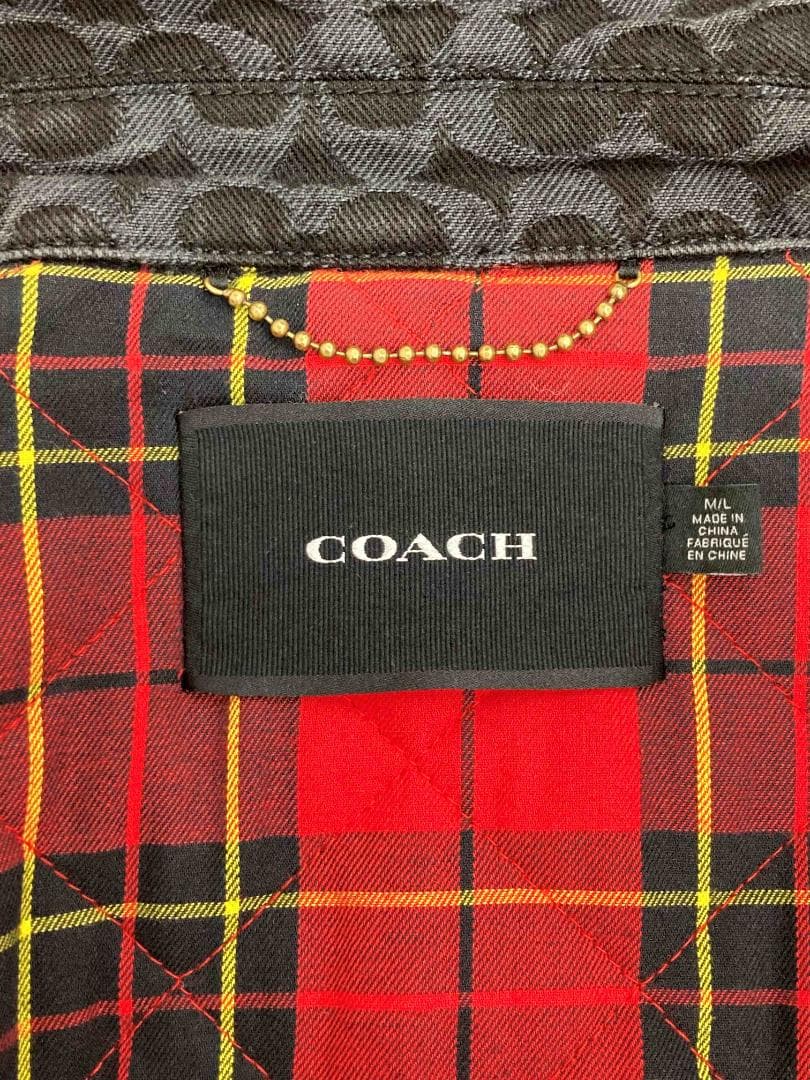 コーチ　シグネチャー ジャカード デニム ボニー コート 黒　170 / 98A