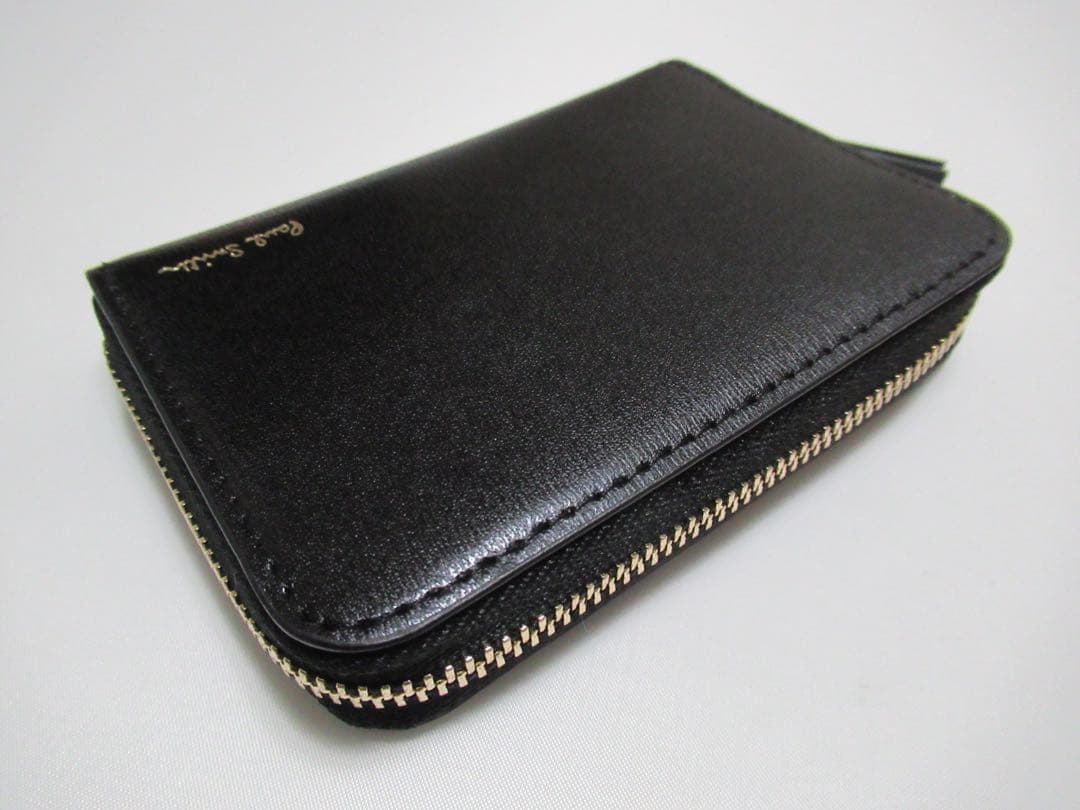 ポールスミス 新品！シティエンボスファスナー牛革×床革名刺入れ カードケース 黒