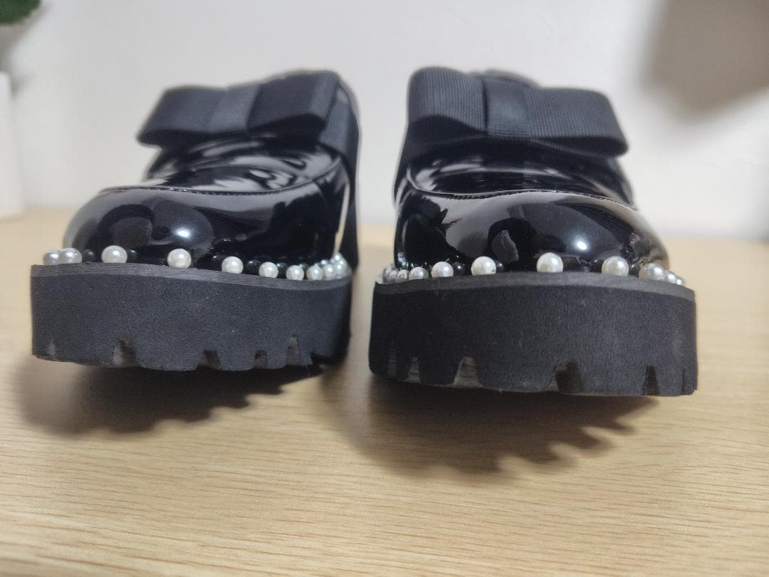 アキロン×ドノバン 厚底パールローファー 黒M Akiron × Donoban