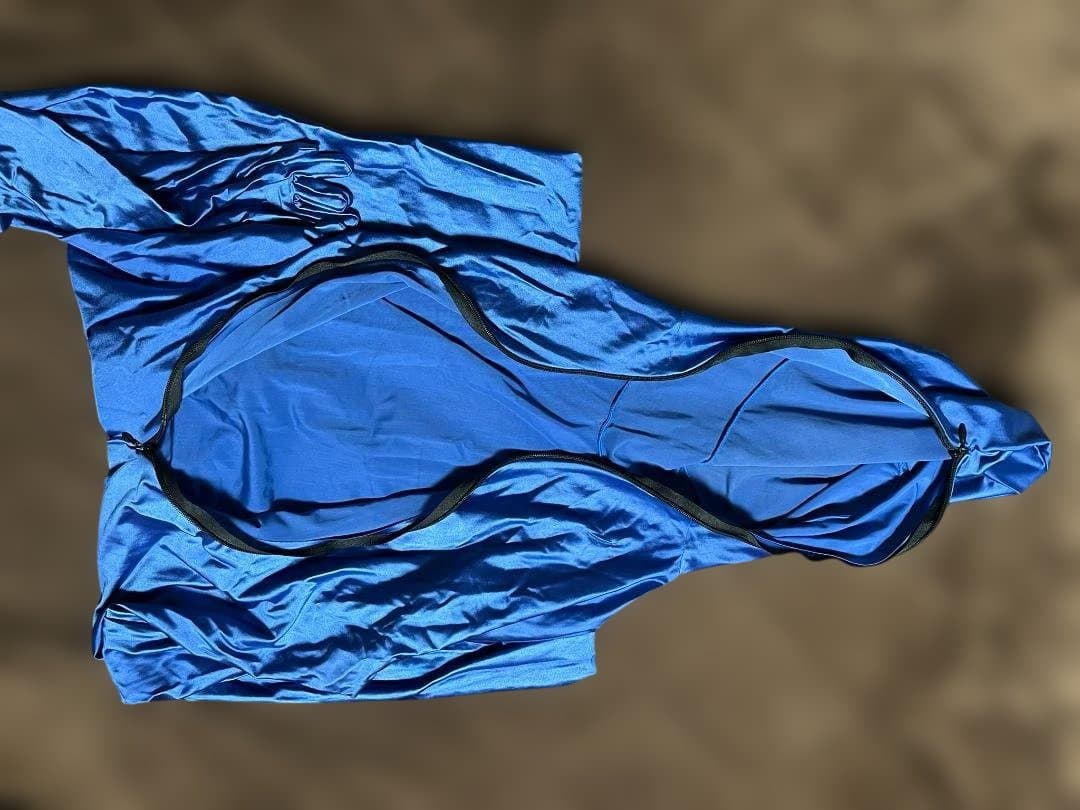 ツルスベゼンタイ ブルー 足指＋Pケース 全身タイツ Wコンシールファスナー