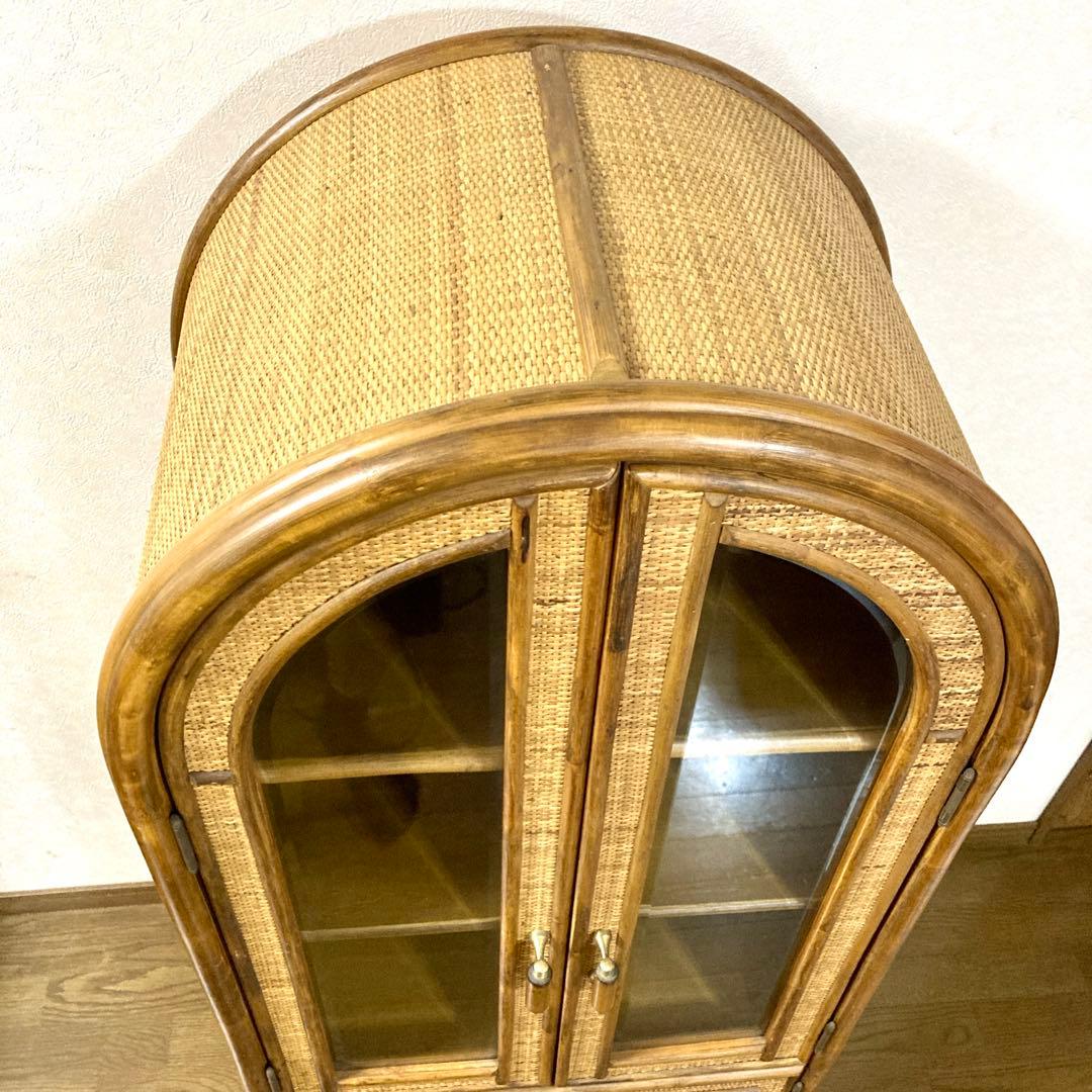 【コウ】ラタン トロピカルファイン アーチ型 キャビネット 籐家具