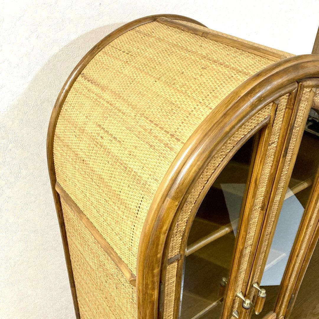 【コウ】ラタン トロピカルファイン アーチ型 キャビネット 籐家具